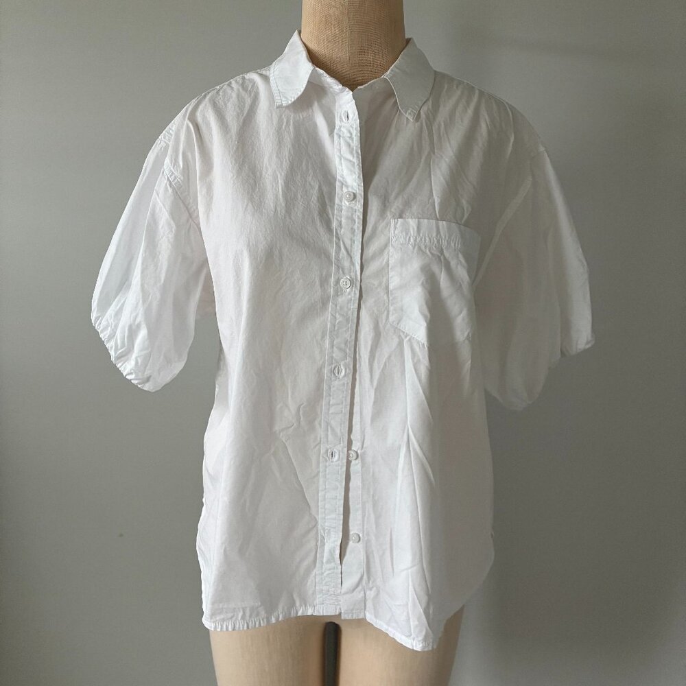 J. Crew White Puff Sleeve Women's Button Down